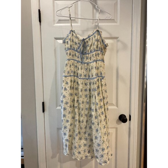 Petal & Pup Felicity Midi Dress in Ivory Blue Size Medium - Picture 3 of 12